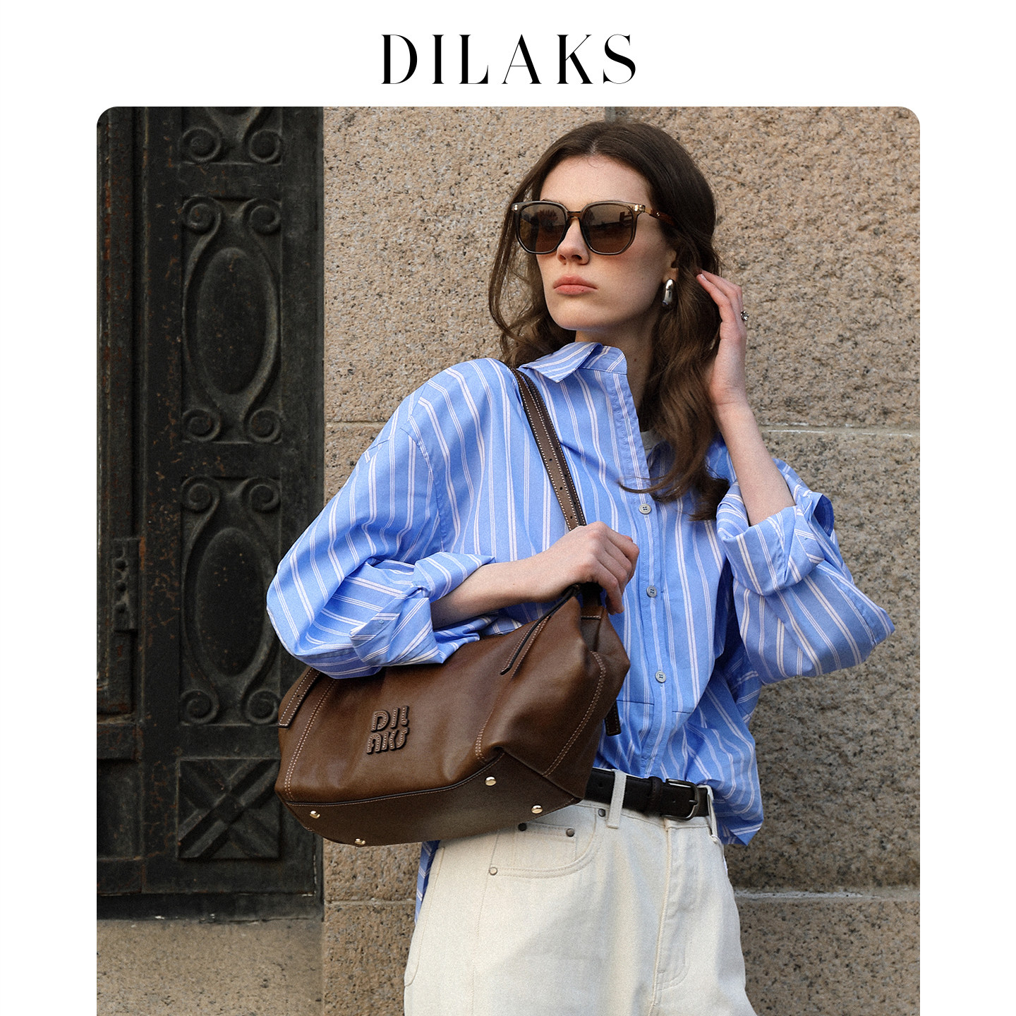 DILAKS迪莱克丝正品女包植鞣羊皮大容量单肩通勤包包慵懒饺子包女