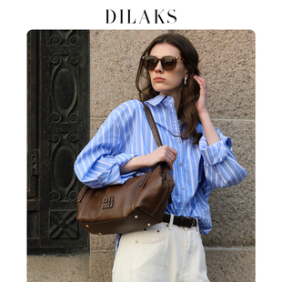 【新年礼物】DILAKS正品植鞣羊皮大容量单肩通勤包包慵懒饺子包女