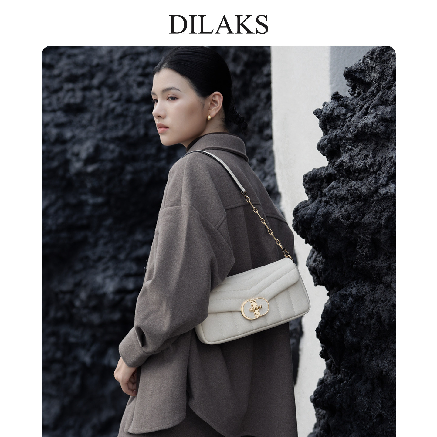 【新年礼物】DILAKS真皮轻奢单肩包小众白色链条包斜挎包女腋下包,箱包皮具/热销女包/男包,通用款女包,淘宝优惠券,粉丝福利购,淘宝优惠卷