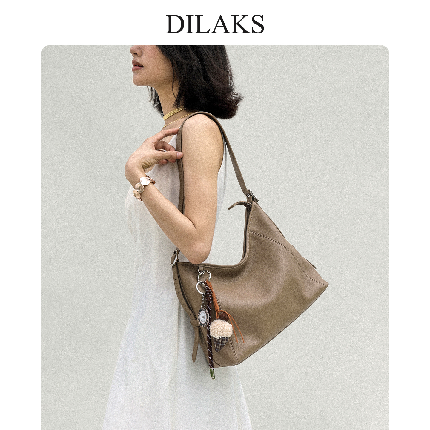 DILAKS2025年新款高端轻奢女包通勤hobo包真皮大容量托特包单肩包