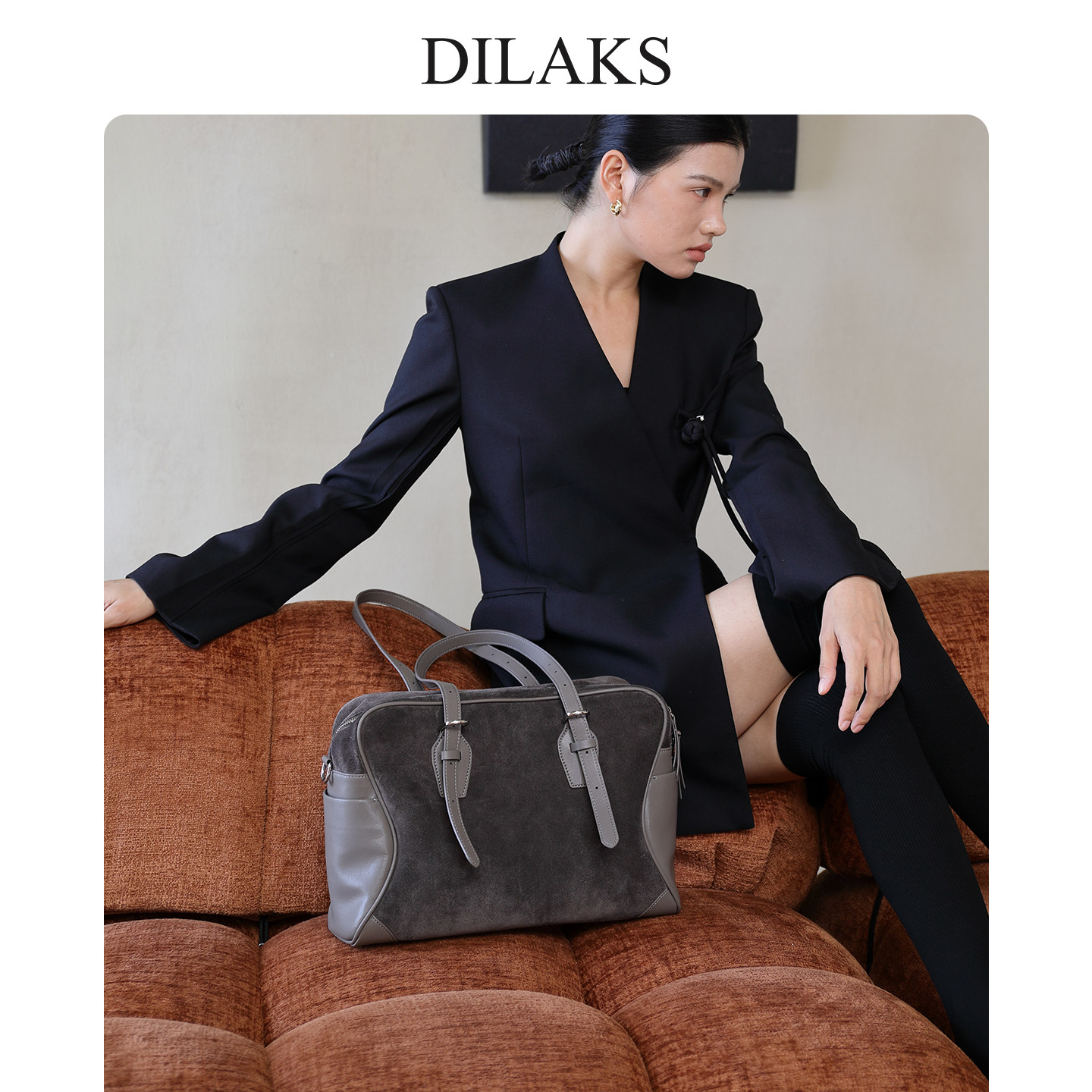 【会员内购会】迪莱克丝波士顿包麂皮包包手提保龄球包通勤单肩包,箱包皮具/热销女包/男包,托特包,淘宝优惠券,粉丝福利购,淘宝优惠卷