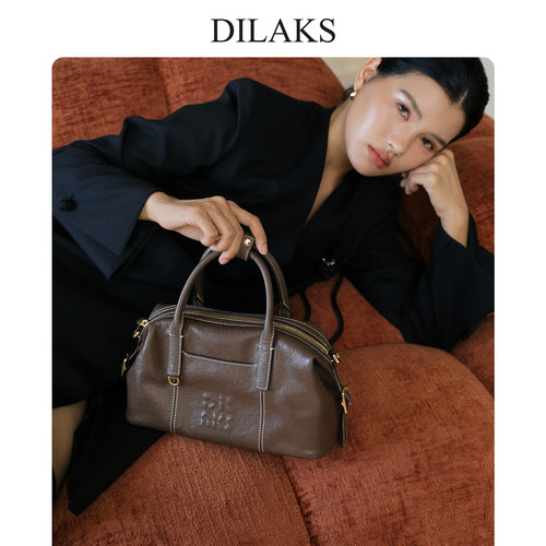 DILAKS植鞣牛皮轻奢风格保龄球包