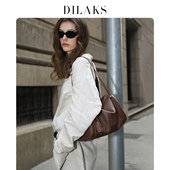 DILAKS迪莱克丝2025新款 头层牛皮波士顿包大容量枕头包手提斜挎包