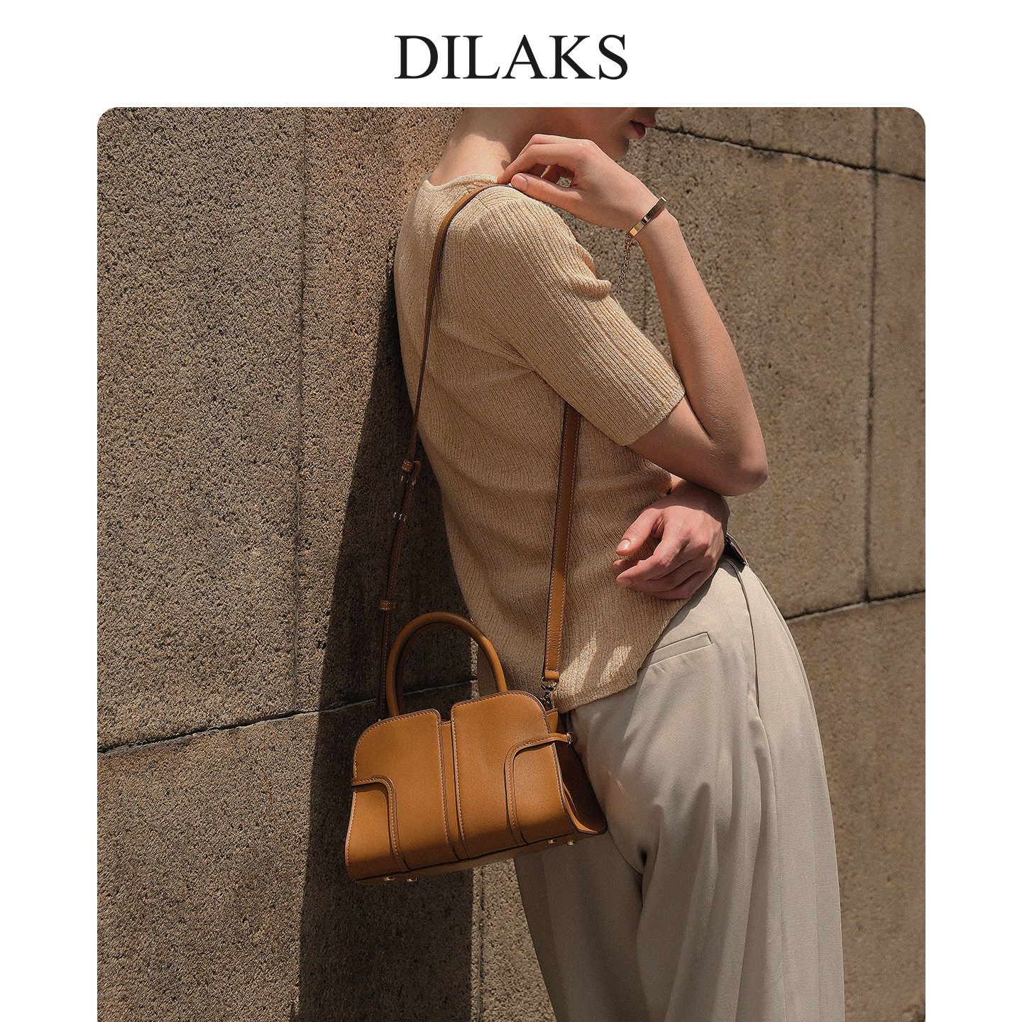 DILAKS迪莱克丝专柜同款真皮贝壳包轻奢风女士单肩斜挎包