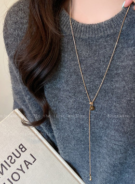 复古气质虎眼石抽拉项链女2026新款爆款毛衣链小众高级感挂脖配饰