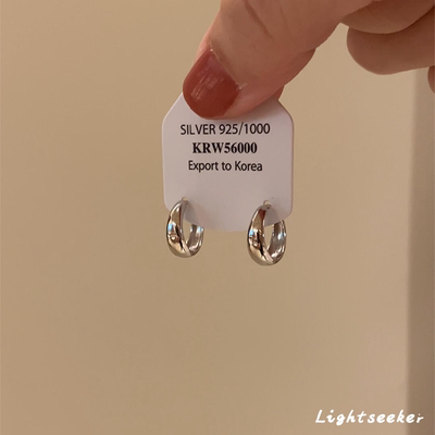 简约小众气质银色水滴形素圈耳环2025新款爆款轻奢高级春夏耳扣