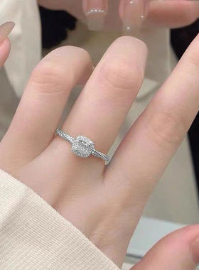 轻奢精致镶钻小方糖戒指女小众设计高级感ins网红食指戒开口指环