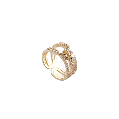 韩国锁扣设计感开口可调节指环