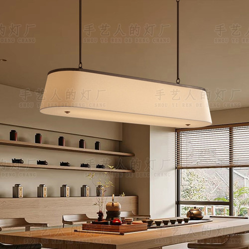 新中式中国风禅意餐厅茶室创意餐饮饭店吧台收银长方形书房吊灯具