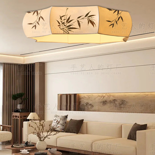 宋代美学水墨画竹叶极简吸顶灯东方禅意客厅灯餐厅卧室家用主灯