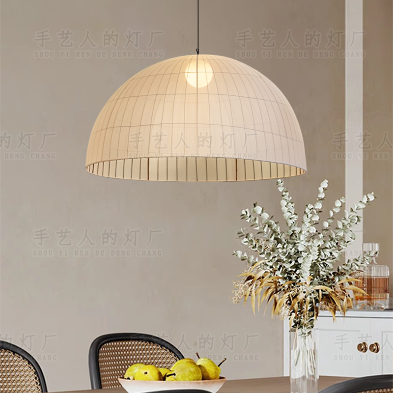 新中式餐厅卧室书房客厅灯日式创意餐饮包厢茶室禅意吧台布艺吊灯