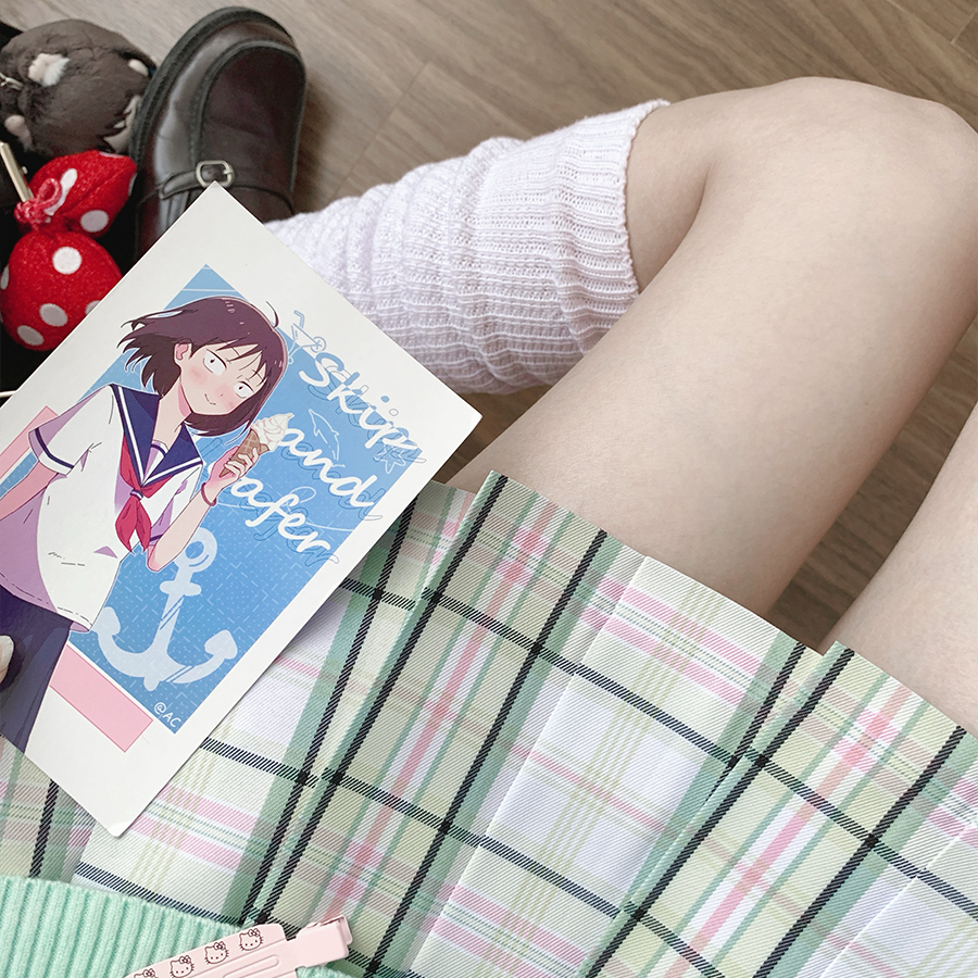 【薄荷小椿】柚子木jk制服原创格裙学院风女百褶裙短裙显白绿色夏