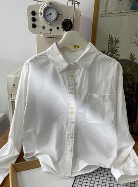 2025短款宽松衬衫女新款小个子内搭叠穿衬衣长袖计感小众白色上衣