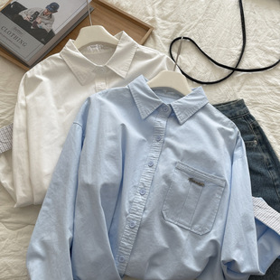 宽松格子衬衫 2026春季 衬衣女法式 复古字母刺绣长袖 上衣外套 新款