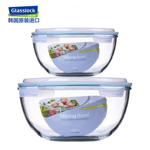 glasslock圆形大容量冰箱收纳盒