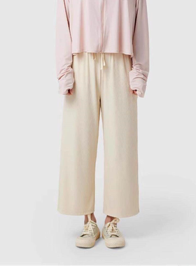 鹿岛什物纪 ABQ20133 夏季女式清凉七分裤  竖条罗纹 垂感七分裤