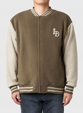 鹿岛什物纪 ABQ10124 男式加绒棒球服 加厚双面奥粒绒拼接外套