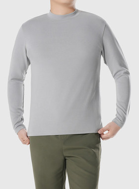 鹿岛什物纪 ABQ10211 男士半高领长袖T恤 秋冬吸湿透气磨毛打底衫