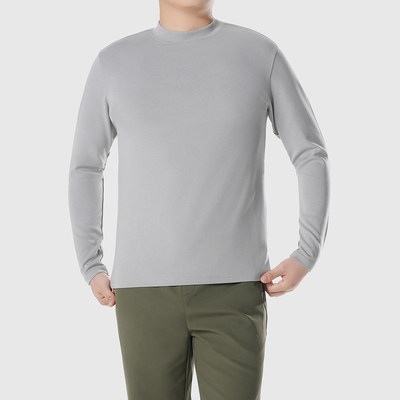 鹿岛什物纪 ABQ10211 男士半高领长袖T恤 秋冬吸湿透气磨毛打底衫