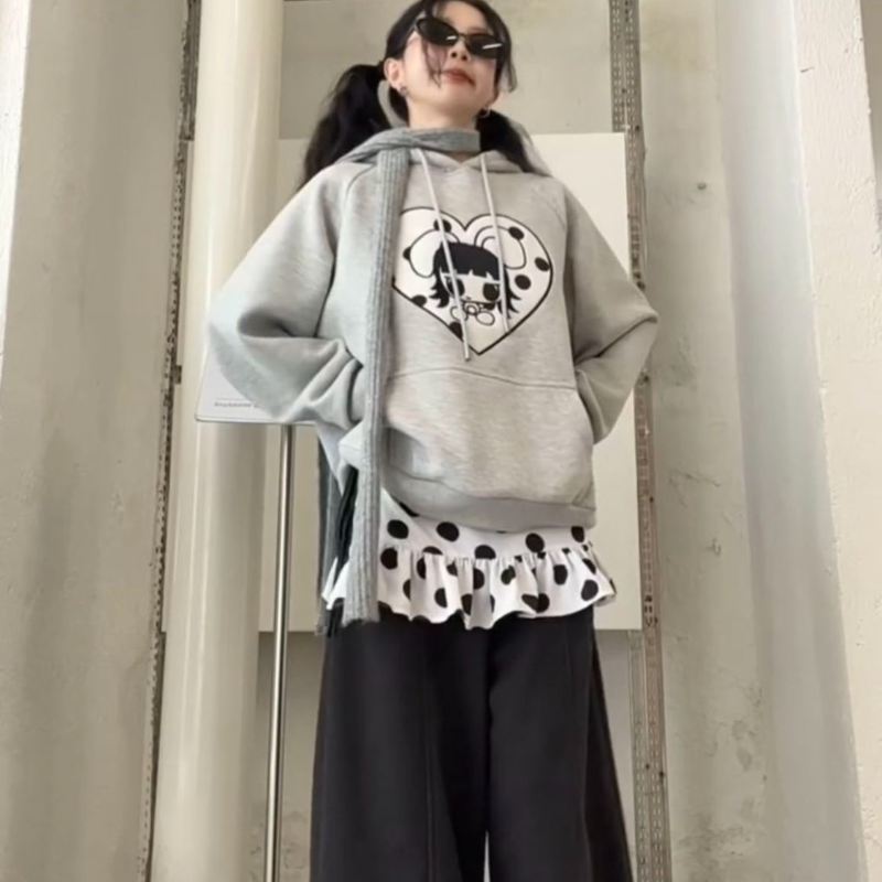 日系甜美波点一片式系带屁帘女四季款显瘦减龄叠穿神器裙帘半身裙