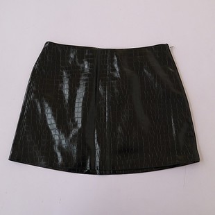 PU皮半身皮裙 欧美女士鳄鱼纹压纹时尚 侧拉链短裙A13 新款 春季