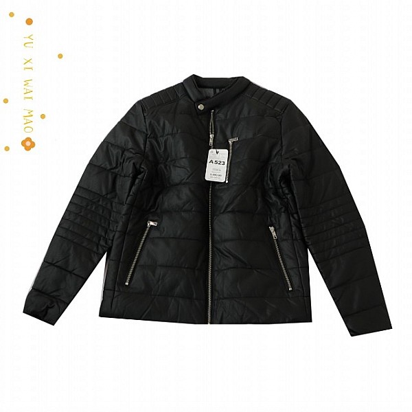 立领PU加厚夹棉夹克拉链棉衣外套