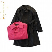 女士纯色翻领长袖 亮面风衣 时尚 春秋新款 气质中长款 系腰带外套D13