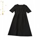 夏秋日单女士纯色圆领短袖 后拉链中长裙C14 修身 微松紧连衣裙 时尚