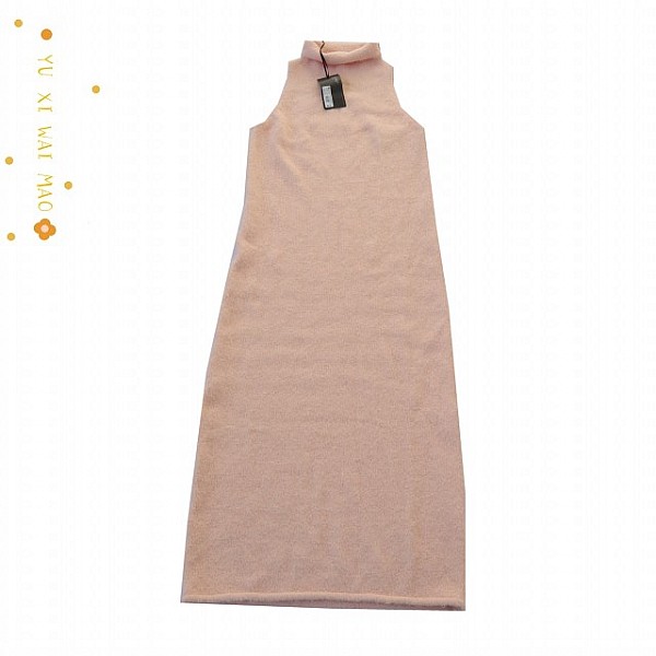 高领无袖弹力针织连衣裙 修身