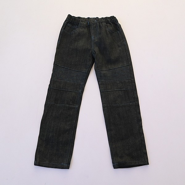 松紧腰纯棉微弹直筒牛仔裤长裤