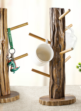 实木杯架沥水茶杯架咖啡杯收纳架钥匙首饰置物架摆件文玩陈列架