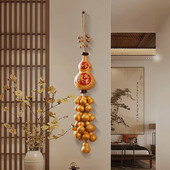 客厅卧室店面雕刻葫芦壁挂玄关背景挂饰装 饰品天然真葫芦串挂件