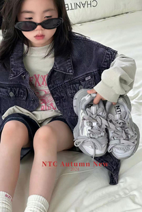 2025秋季新款韩版货儿童鞋潮牌NTC中大男女童魔术贴老爹鞋运动鞋