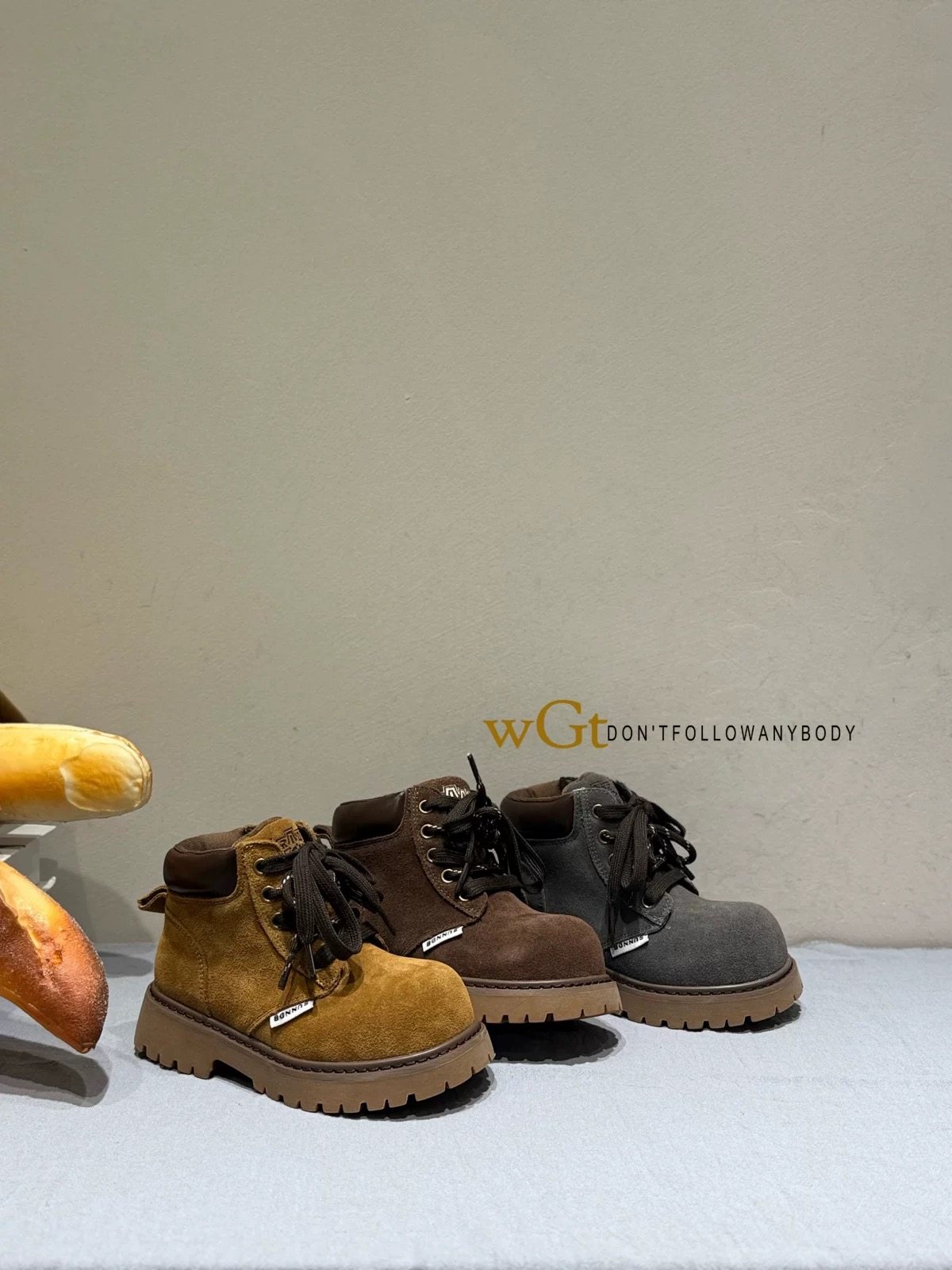 2025冬款韩版童鞋潮牌WGT中大男女童加绒复古百搭短靴工装马丁靴