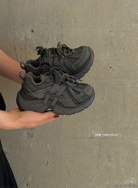 2025冬韩版童鞋潮牌JBM中大男女童魔术贴加绒轻便百搭运动老爹鞋