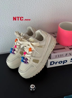 2024冬新款韩版货儿童鞋潮牌NTC中大男女童加棉白色小胖墩运动鞋