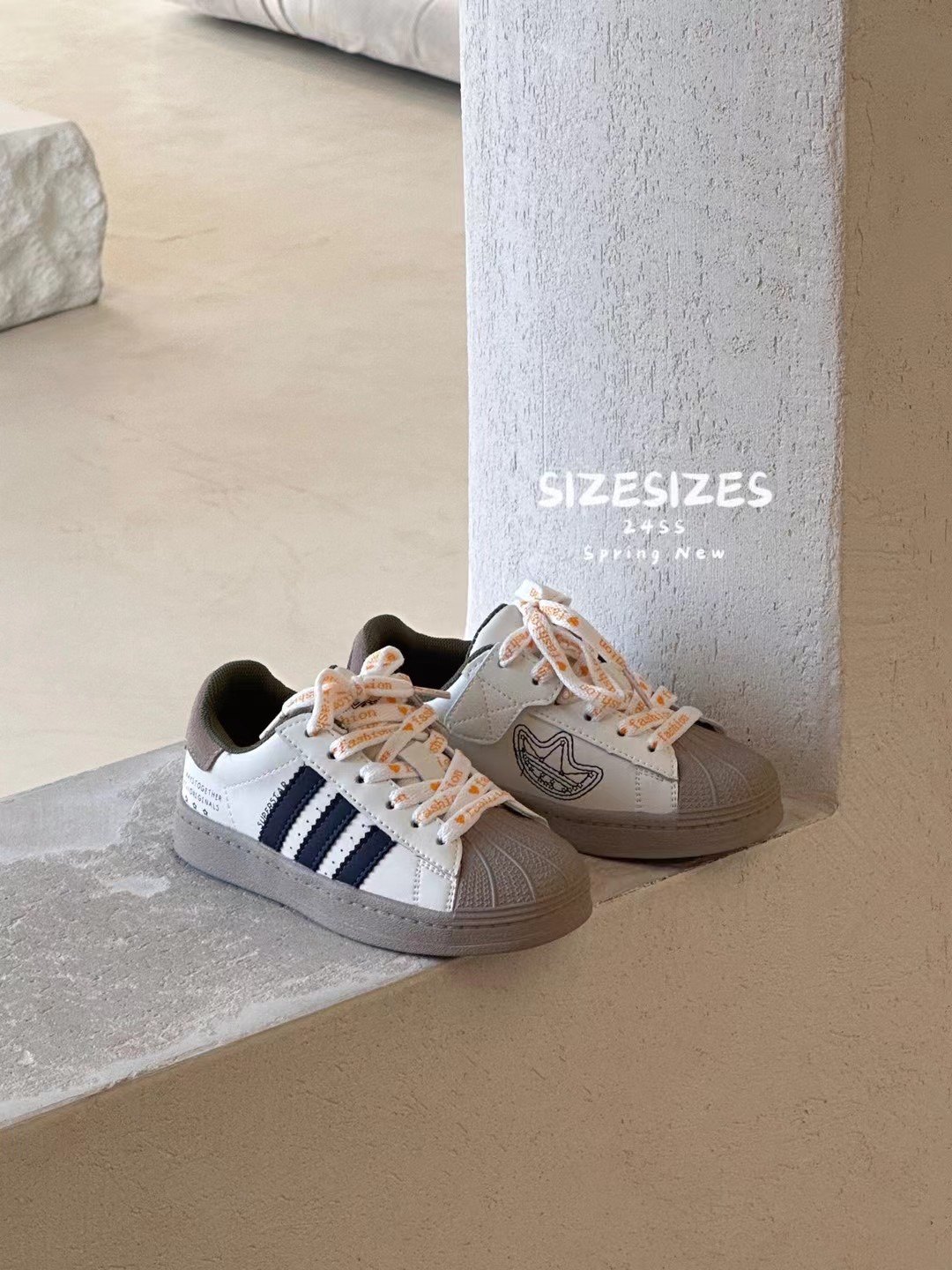 春秋新款韩版货儿童鞋潮牌SIZES中大男女童白色街舞滑板运动鞋