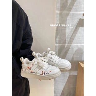 2026春韩版童鞋潮牌JBM中大男女童魔术贴涂鸦轻便百搭运动小白鞋