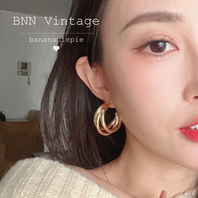 时尚欧美小众圈圈耳钉复古港风女