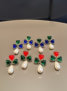 LOve BNN Vintage复古中古S925琉璃珍珠名媛港风白鹿耳环耳钉耳夹