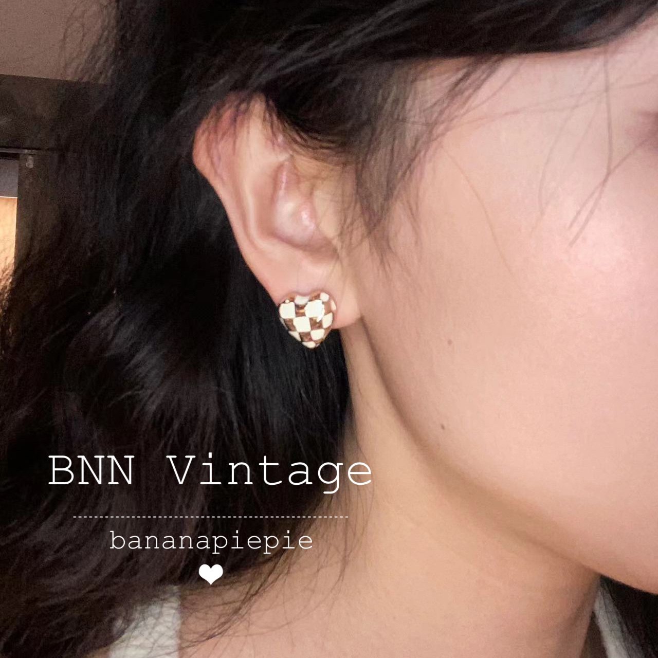 时尚轻奢@Vintage复古中古格子棋盘爱心气质白百何女耳环耳钉耳夹,饰品/流行首饰/时尚饰品新,耳钉,淘宝优惠券,粉丝福利购,淘宝优惠卷