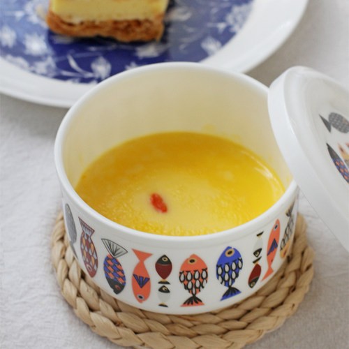 骨瓷带盖保鲜碗炖盅密封盖陶瓷