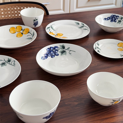 北府 四季系列骨瓷盘碗菜盘甜品盘汤盘米饭碗面碗汤碗可微波餐具