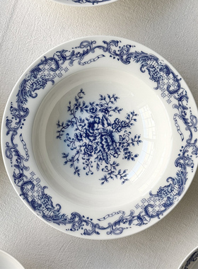 北府 洛可可骨瓷盘碗花瓣汤菜盘饭盘米饭碗荷口面碗可微波