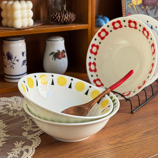 北府 韩式几何骨瓷斗笠碗甜品碗面碗饭碗燕麦碗早餐碗可微波陶瓷