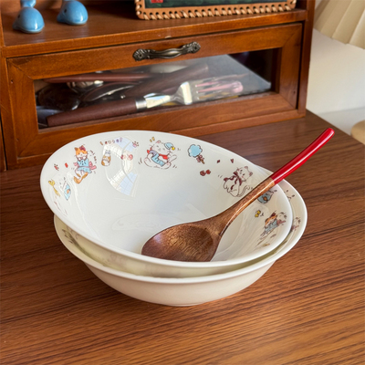 北府 动物食光骨瓷碗甜品碗斗笠碗敞口碗面碗汤碗饭碗可微波