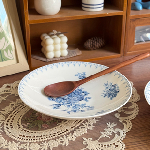 北府 闲庭絮骨瓷盘月光盘深菜盘汤盘饭盘甜品盘可微波陶瓷