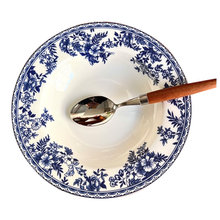 北府 青花骨瓷早餐盘汤盘甜品碗汤碗米饭碗陶瓷餐具可微波