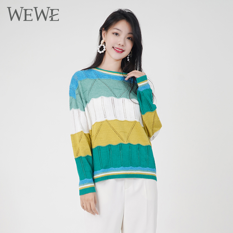 WEWE唯唯针织套头圆领彩色毛衣