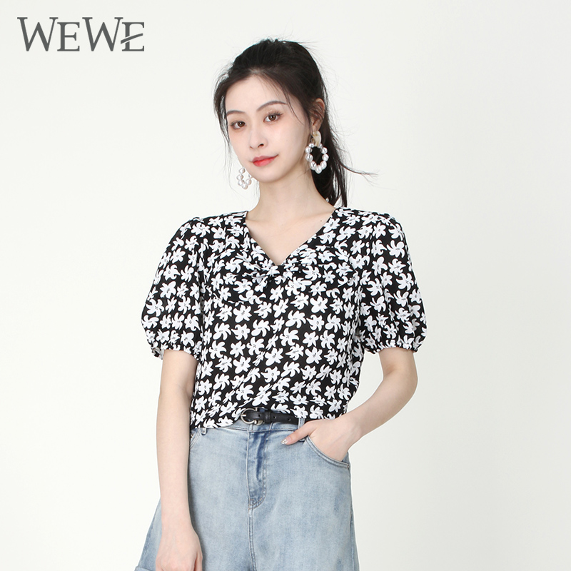 WEWE唯唯修身清新套头短袖